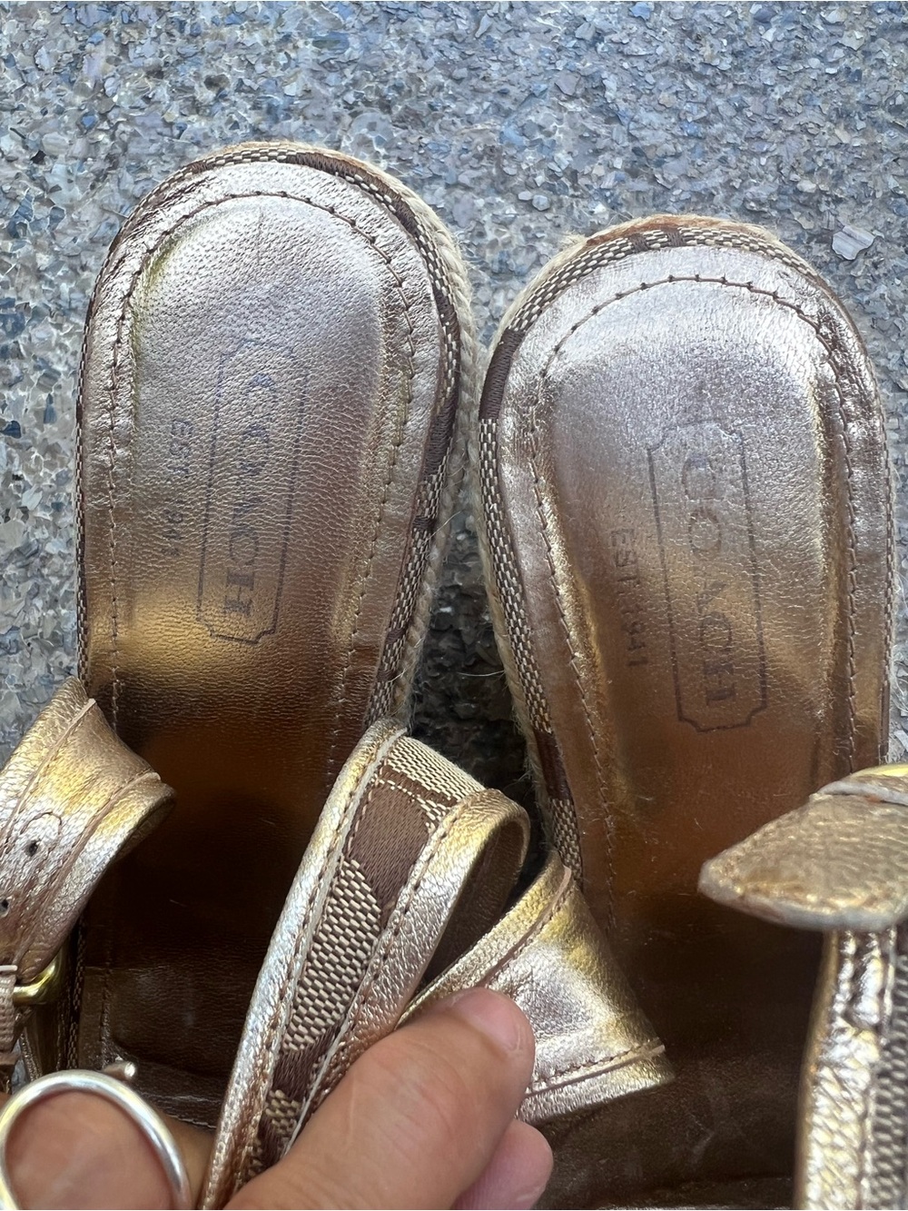 COACH Kara Signature Wedge Espadrille Sandals - Picture 8 of 15
